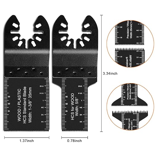 PECHAM 21PCS Universal Wood Metal Oscillating Multitool Quick Release Saw Blades Fit Porter Cable Black & Decker Rockwell Ridgid Ryobi Milwaukee DeWalt Chicago Craftsman