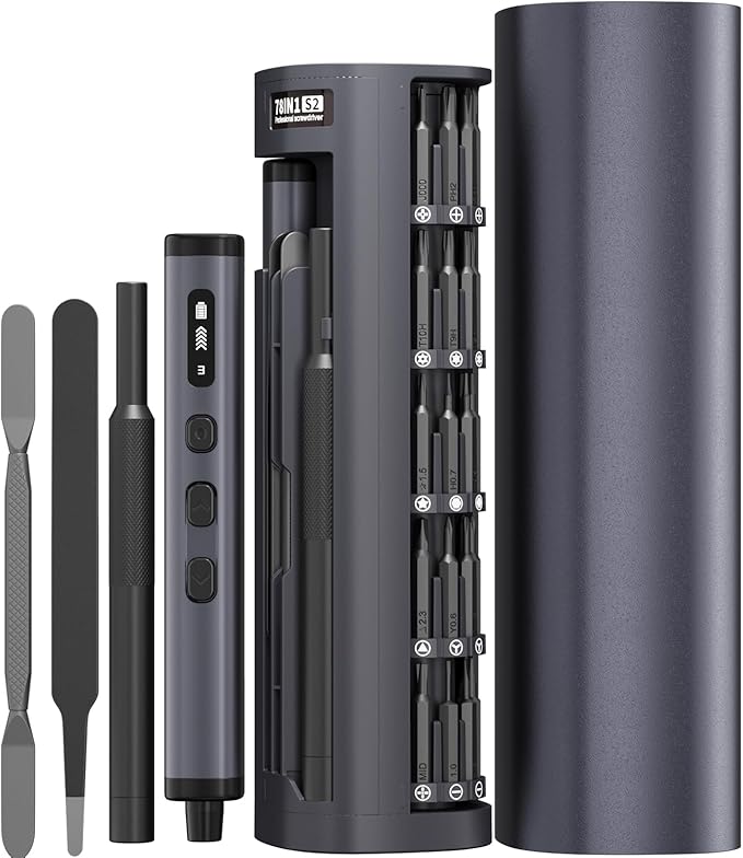 Electric Screwdriver Set, 78 in 1 Power Screwdriver, Precision Screwdriver Set, 5 Torque Modes with 72 Magnetic Precision Bits, Screwdriver it for Phone Camera Computer Watch Laptop Drones