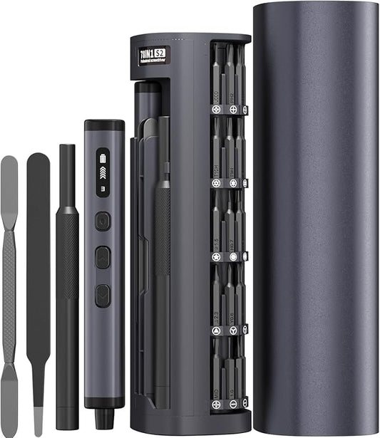 Electric Screwdriver Set, 78 in 1 Power Screwdriver, Precision Screwdriver Set, 5 Torque Modes with 72 Magnetic Precision Bits, Screwdriver it for Phone Camera Computer Watch Laptop Drones