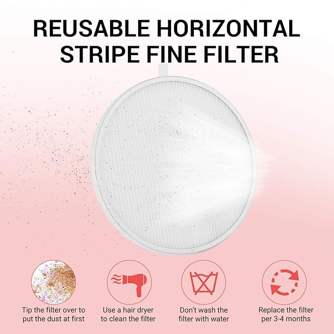 MelodySusie Professional Classic Nail Dust Collector with Powerful Suction, SPro 4000RPM Nail Vacuum Fan with 2 Suction Modes & Reusable Filter Essential Tool for Nai Tech &Salon Use,White