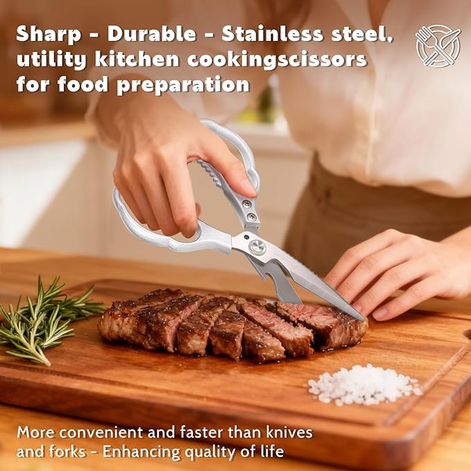 Kitchen Shears & kitchen* scissors All Purpose | kitchen gadgets-Heavy Duty Stainless Steel Meat Poultry Food Scissors, Dishwasher Safe for Home and Kitchen Essentials, Utensils, Gadgets, Accessories