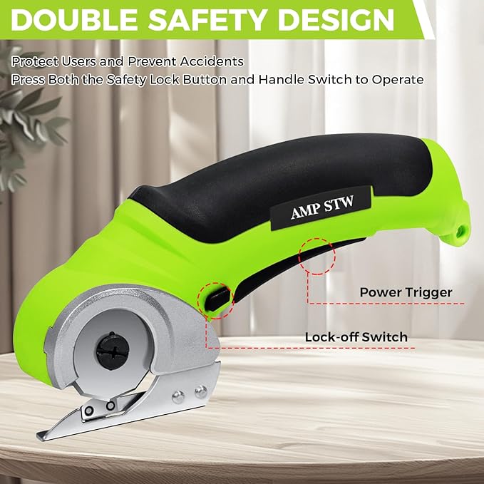 Cordless Electric Fabric Scissors, Power Rotary Cutter,Cardboard Box Heavy Duty Scissor, Rechargeable Sewing Shears (With 2 Blades)