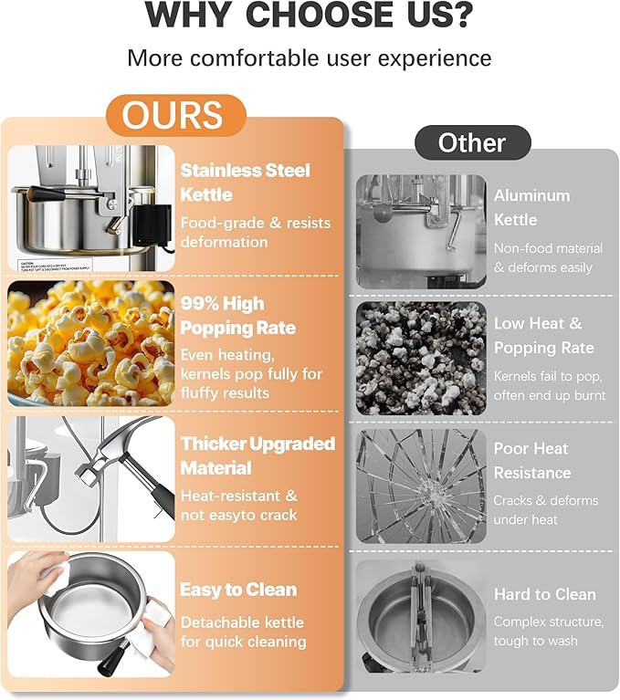12 Oz Commercial Popcorn Machine, 850 W, Movie Theater Popcorn Machine, Black Tabletop Pop corn Machine with 3-Switch Control & Steel Frame Tempered Glass Doors for Home Theater