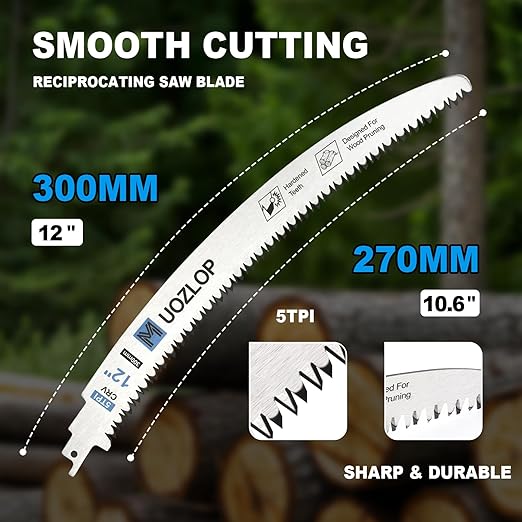 9/12/15/16.5 inch Wood Pruning Saw Blades, 8 Pcs Japanese Teeth Reciprocating Saw Blade 5TPI for Tree Trimming, Wood Cutting with Storage Box