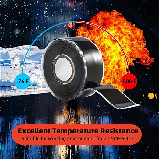BSTFLEX Self Fusing Silicone Tape Waterproof for Plumbing Black 1" X 36-Foot Non-Adhesive Leak Seal Tape for Plumbing, Sealing Pipes, Hose Repair, Outdoor Coax and Electrical Cables- Weatherproof
