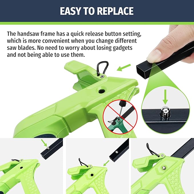 PRIDE&CRAFT 4 In 1 Hand Saw with 4pc Blades Quick Change, Includes Drywall/Metal/Wood/Plastic Saw Blade, Work Glove, Soft and Non-Slip Handle, Fine Cut Hacksaw for Cutting Wood Metal PVC Wallboard