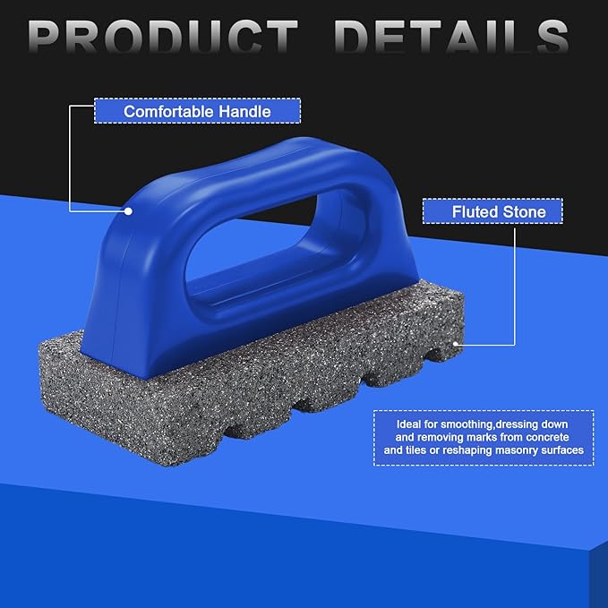 Wenqik 4 Pcs Rub Brick with Handle Concrete 20 Grit Masonry Tools Smoothing Cleaning Removing Marks Tool (Blue)