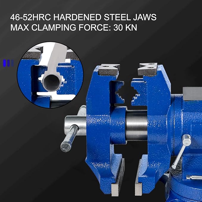VEVOR Bench Vise 6 Inch, Double Swivel Rotating Heavy Duty Vise Head/Body Rotates 360째,Pipe Vise Bench Vices 30Kn Clamping Force,for Clamping Fixing Equipment Home or Industrial Use