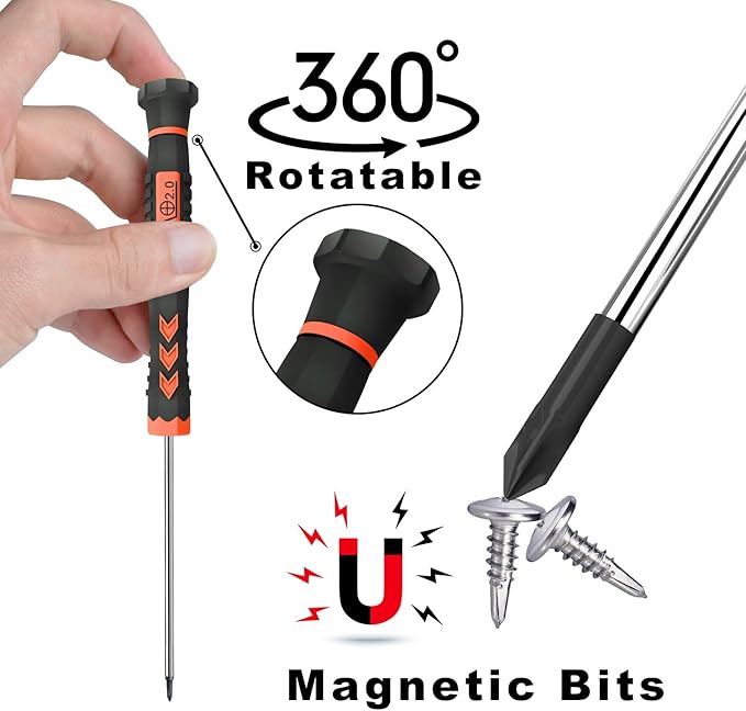 Screwdriver Set, 12 Pcs Small Screwdriver Set with Flathead Phillips Pentalobe Screwdriver In Different Sizes for iPhone PC Laptop Eyeglass Jewelry Watch
