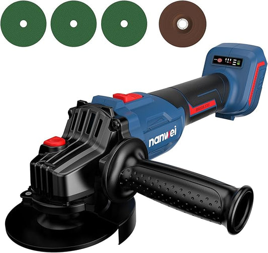 NANWEI 4-1/2" Angle Grinder Tool Cordless Brushless,3 Variable Speed Angle Grinder Compatible With Makita 18V Battery竊똌ax 9800rmp竊?Pcs Cutting Discs For Cutting Grinding Polishing (5" - Tool Only)