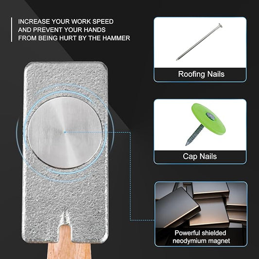 Magnetic Roofing Hammer, Magnetic Roofing Hatchet Designed to Improve Efficiency, Roofing Axe with Solid Wood Handle, A Roofing Tools That Can Be Used to Quickly Nail Roofing Nails And Felt Caps