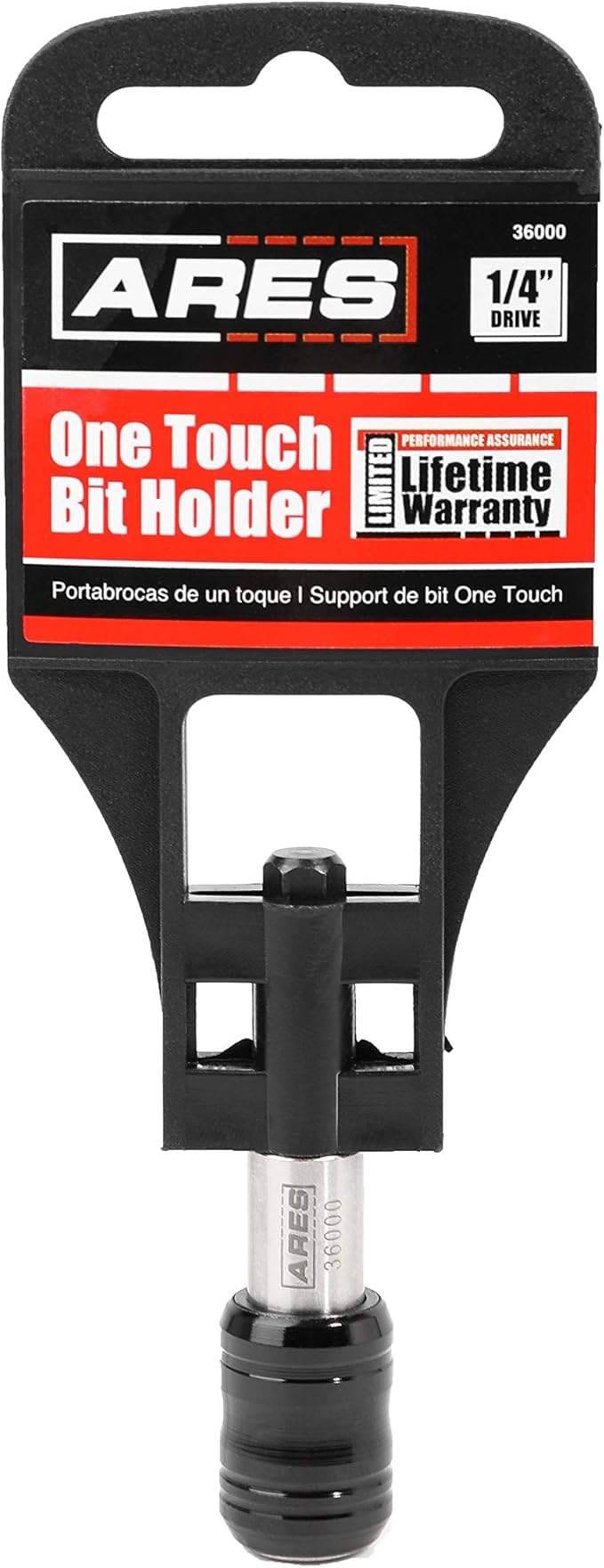 ARES 36000 - One Touch Bit Holder - One Touch Mechanism Makes Bit Change a Breeze - Works With All 1/4-Inch Drive Bits
