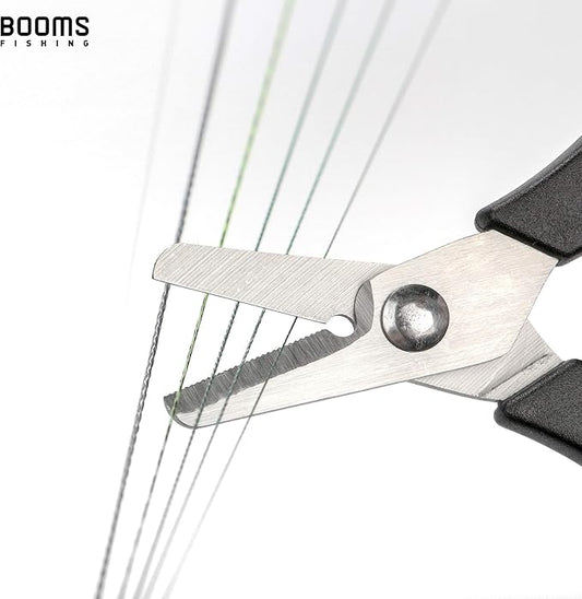 Booms Fishing Fishing Scissors for Braided Line, Fishing Line Cutter Saltwater and Freshwater, Fishing Serrated Shears with Retractor, S01