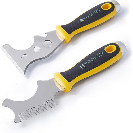 VOOMEY 5 in 1 Paint Brush Comb & 12-in-1 Putty Knife,Combination of Multifunctional Paint Scraper Tool and Brush Roller Cleaner Tool,Scraping,Cleaning Paint Roller