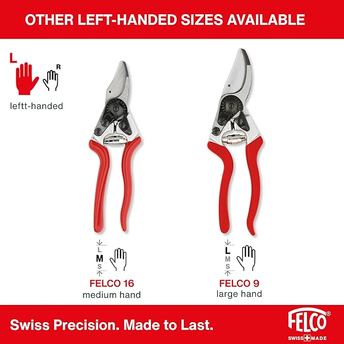 Felco F5 Pruning Shears – 8.9" Swiss-Made Garden Clippers with Revolving Handle | Hand Pruners for Gardening | Garden Tool Cutter with Precision Bypass Blade, Forged Aluminum Body, Replaceable Parts