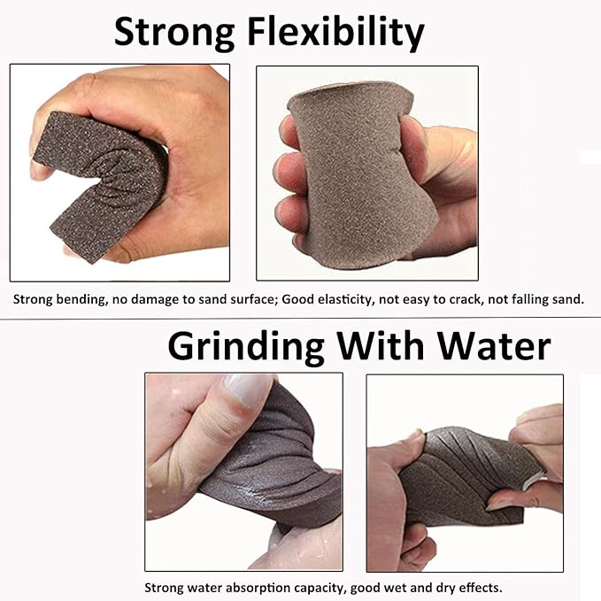 Tnisesm 6Pcs Sanding Blocks 80 Grits Sanding Sponge,for Drywall Wood Metal Washable & Reusable Sandpaper BlocksWashable and Reusable