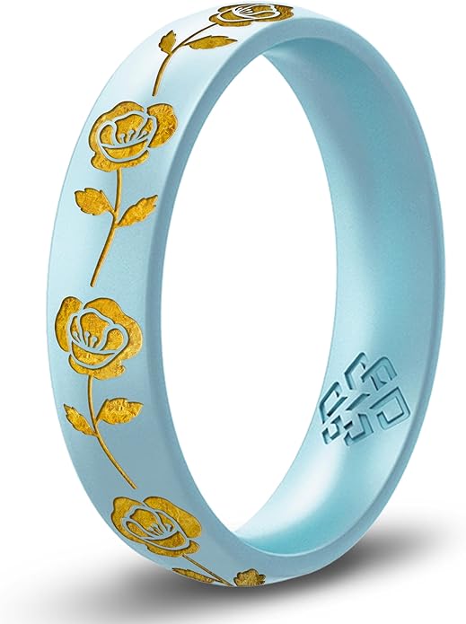 Knot Theory Birth Flower Silicone Ring for Women - 4mm Comfort Fit Wedding Band Engagement Ring