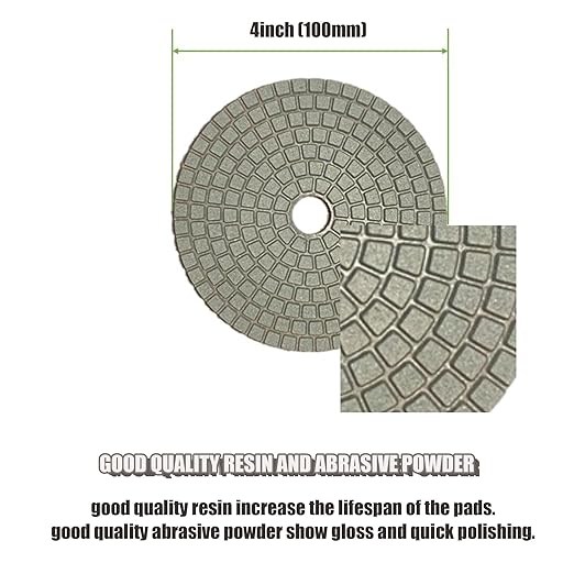 Diamond Polishing Pads 4 Inch Wet Dry Set 13 Pieces for Concrete Marble Quartz Stone Countertop Granite Polishing and Sanding disc Include 5/8"-11thread Backer pad and Drill Adapter