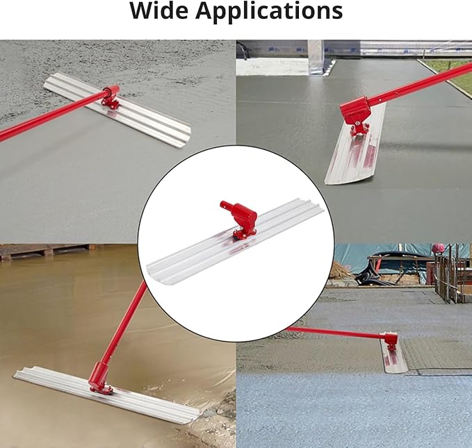 48"x8" Bull Float Kit, Aluminum Magnesium Alloy Concrete Float with Adjustable Bracket, Round End Blade, Multi-Angle Concrete Finishing Tool for Smooth Plastering and Leveling