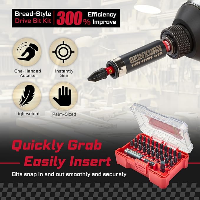 32Pieces Impact Screwdriver Bits Set, S2 Steel Magnetic Phillips Muliti Insert Bits Tips Set with Impact Bit Holder and 1/4?쒾ocket Adapter(Red Storage Box Case)