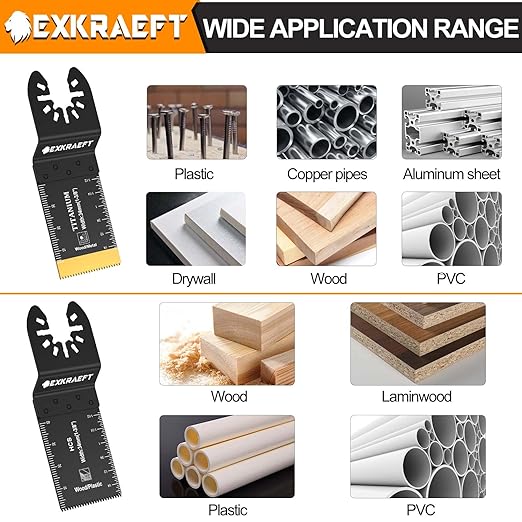 50 PCS Multitool Blades Oscillating Tool Blade, Universal Titanium Oscillating Saw Blades for Metal Nails, Wood and Plastic, Multi Tool Blades Kits Fit Dewalt Milwaukee Ryobi Rockwell Fein