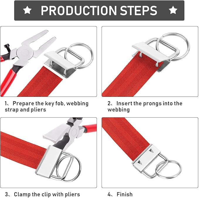 shynek 40pc Key Fob Hardware Set - 1 Inch Keychain Hardware with Pliers for Wristlet, Lanyard & Key Chain Making Supplies