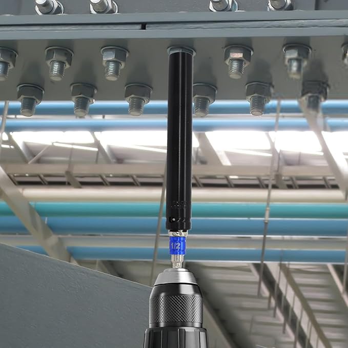 3 Pcs 9/16"(14mm) Power Nut Driver 6'' 8'' & 12'' Length, Nut Runner Hollow Socket with 3 Pcs 1/4" Hex Shank and 360째 Rotatable 1/4" Hex Shank, Fit Long Bolts and Ductwork