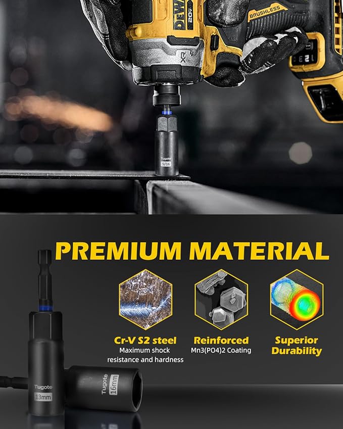 61PCS Impact Nut Driver Set - Magnetic Deep Nut Drivers for Drills Metric & SAE, Socket Adapters, Wing Nut Driver, 1/4'' Quick Change, Bit Extension, Pivoting Nutsetter, S2 Steel Bits, Upgraded Box