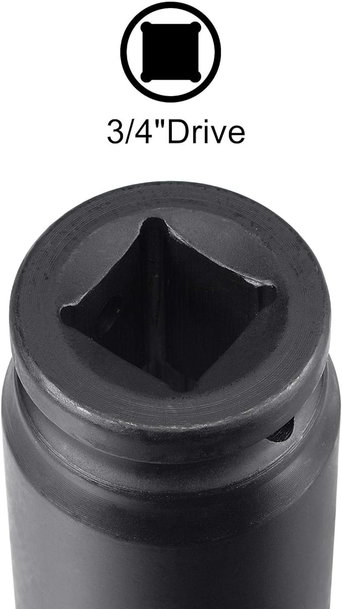 uxcell 3/4-Inch Drive 30mm 12-Point Deep Impact Socket, CR-MO Steel 78mm Length, Metric Sizes