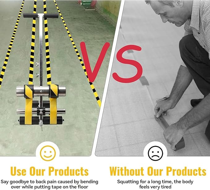 Floor Tape Applicator with Drawing Circle Kit Hand Push Line Striping Machine Parking Lot Striping Machine, for Basketball Courts, Road Warning