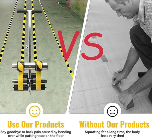 Floor Tape Applicator with Drawing Circle Kit Hand Push Line Striping Machine Parking Lot Striping Machine, for Basketball Courts, Road Warning