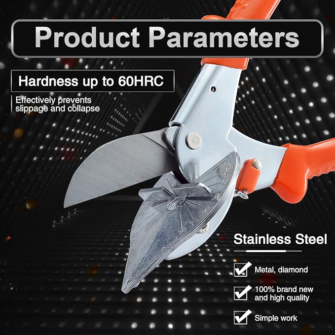 KATUR Multi Angle Miter Shear Cutter Hand Tools 45 Degree to 135 Degree with Spare Blade PVC PE Plastic Pipe Scissors (Orange)