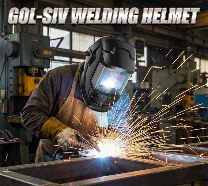 Auto Darkening Welding Helmet4"×4"-Optical grade 1/1/1/2-True Color-Solar&Battery Power-4 Sensor,0.1ms Response Time-Wide Shade DIN5~9/9～13 for SMAW,TIG,MIG,GTAW,Grinding-Lightweight wear