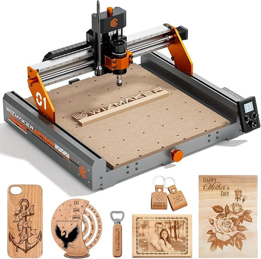Artsian 01 CNC Router Machine 12000 RPM 300W GRBL Control 3-Axis Engraving 0.1mm Accuracy Spindle Laser Mode Switch Industrial Workrange 16.53''x16.53''x3.54'' Engraver 98% Pre-Assembled