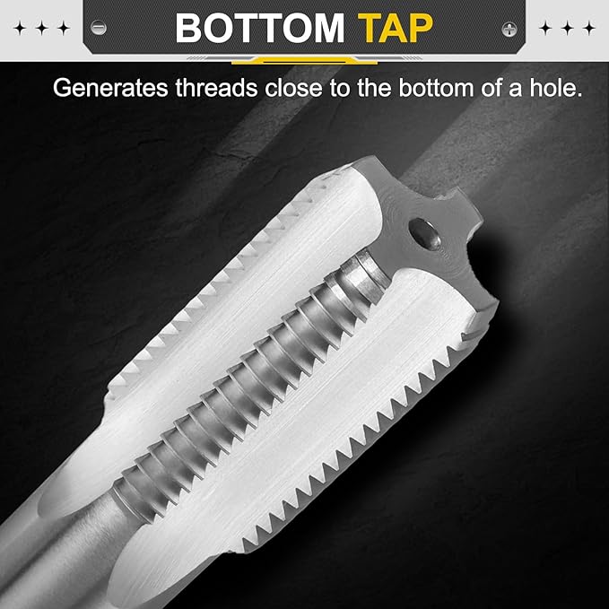 uxcell Hand Bottom Tap 1"-10 BSF 2B Thread Bottoming Style Threading Taps High Speed Steel HSS6542 Straight Flutes Screw Tapping Tool