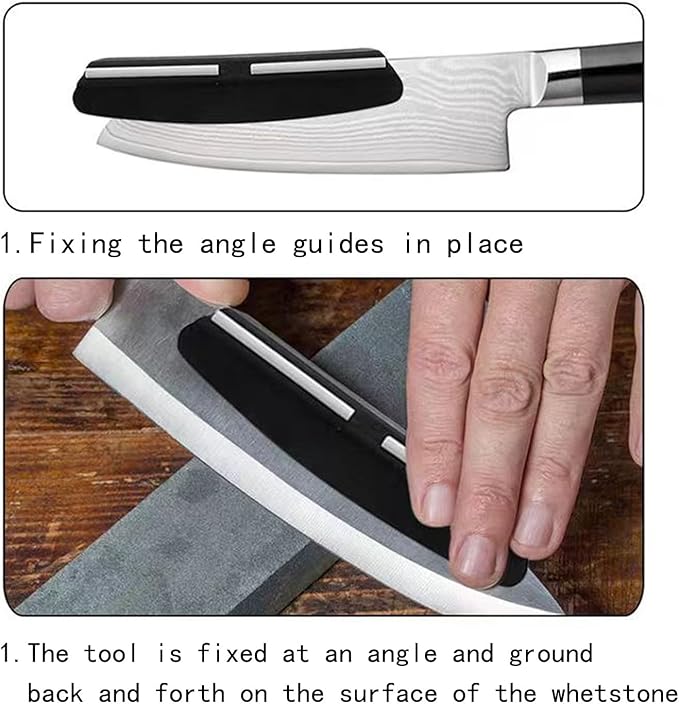 Knife Sharpening Stone Set ??Dual Grit Whetstone 1000/6000 10000,Angle Guide