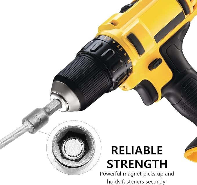 10 Pcs Quick-Change Power Nut Driver Set 5/16" (8mm) Hex Shank Magnetic Power Nut Setter Driver Bits