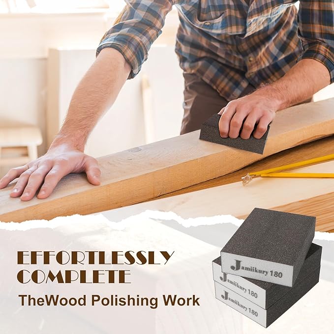 8pcs Sanding Blocks Assortment Kit, Sponge Sand Block Washable and Reusable, Wet & Dry Sandpaper Block - 60/80/100/180 Grit x 1pcs, 120/220 Grit x 2pcs