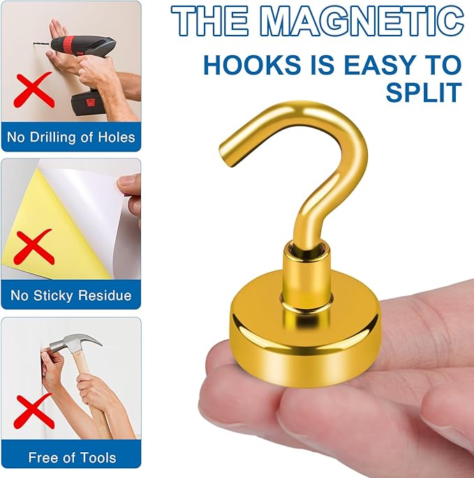 LOVIMAG Cruise Essentials, 170Lbs Cruise Door Magnets, Yellow Magnet Hooks for Cruise Cabin Strong Magnetic Hooks for Hanging, Refrigerator, Celling -6 Pack
