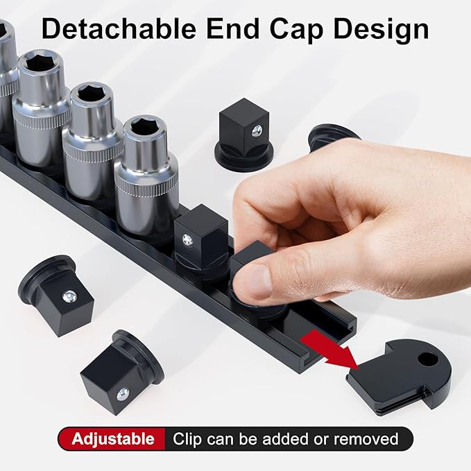 FivePears 3PCS 360째 Socket Organizer Twist Lock,3/8 1/4 1/2 Socket Storage Rails, Premium Quality Socket Holders for Tool Box 竊똖ool Carts竊똂ontains up to 40 Clips (Blue, Red and Black)