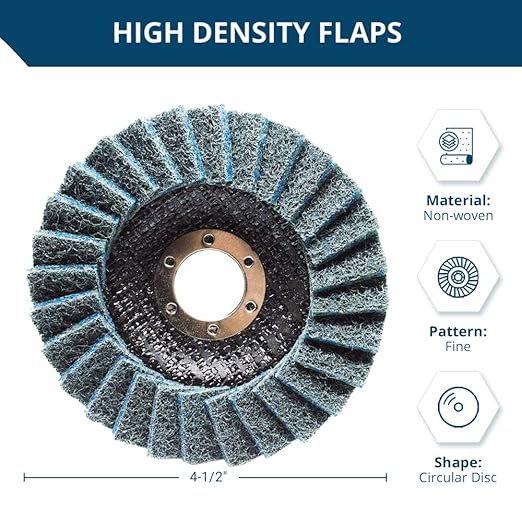 Benchmark Abrasives 4-1/2" x 7/8" Surface Conditioning Type 27 Flap Discs 4 1/2 for Angle Grinder, Sanding Discs for Blending and Polishing - Grinding Wheels 4 1/2 inch - (5 Pack) Fine Grit
