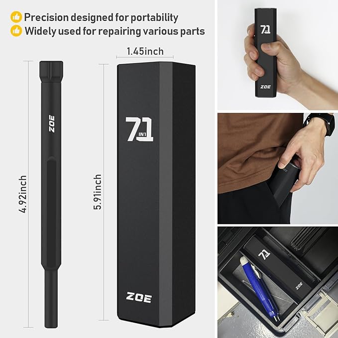 ZOE Precision screwdriver set,71 in 1 small screwdriver sets with case and magnetizer,Mini magnetic screwdriver set for Tablets,PC,phones,Watches,PS5,Toys,Cameras repairing kit,mini tool kit Black