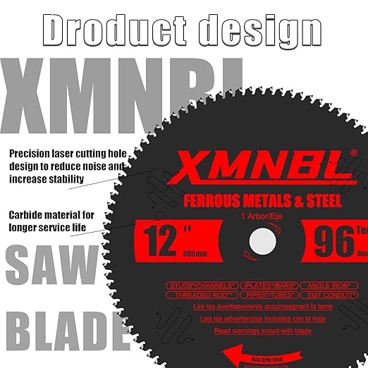 12 Inch Saw Blade for Aluminum,Replace for Diablo 12 Inch Medium Aluminum Cutting Saw Blade,Compatible with 12" Miter/Table Saws for Cutting Non-Ferrous Metal & Plastic.1 Inch Arbor