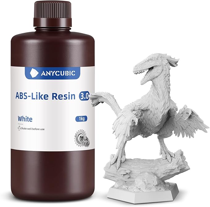 ANYCUBIC ABS-Like Resin 3.0, Upgraded 14K 3D Printer Resin with Enhanced Strength and Toughness, High Precision, Low Odor, Wide Compatibility for All LCD Resin 3D Printers (White, 1kg)
