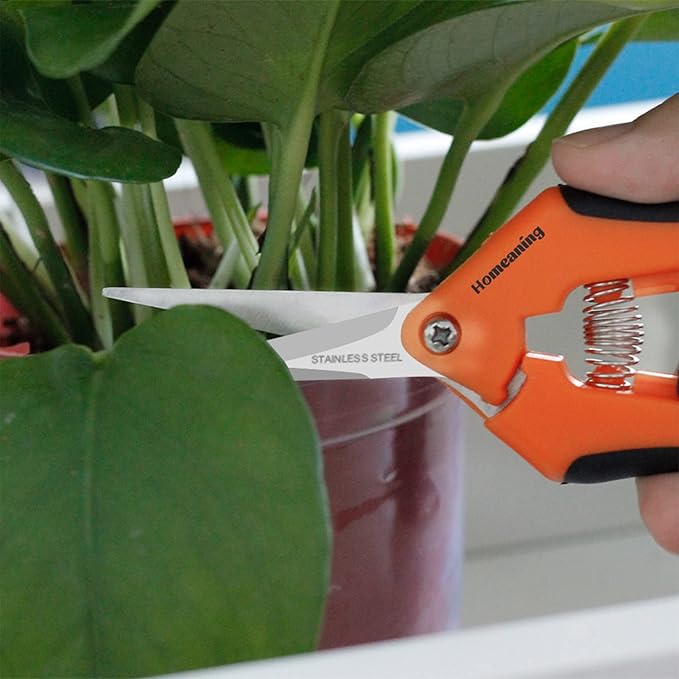 3 Packs Garden Pruning Shears with Straight Blades Trimming Scissors, Gardening Hand Pruning Snips Titanium Coated Precision Bonsai Pruning Shears, Convenient Flower Cutters (Orange)