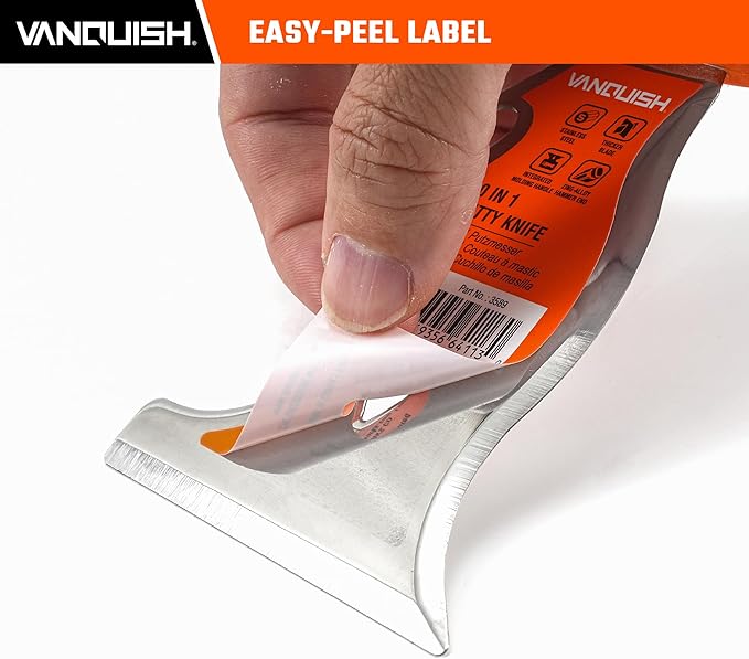 VANQUISH 10 In 1 Stainless Steel Putty Knife Paint Scraper with Soft Grip Handle and Metal Hammer End, Painters Knife, Paint Scraper for Painting, Metal Scraper, Spackle Tool etc 3589