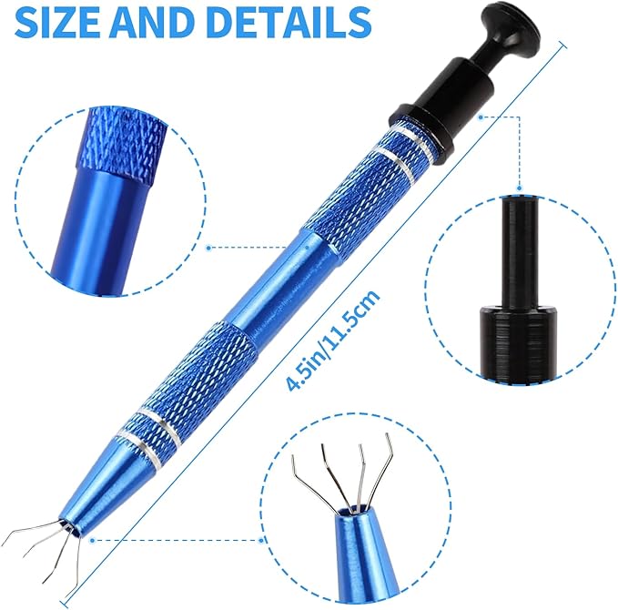 Jeweler’s Pick Up Tool Set – 4 Claw Sprinkle Pen, Piercing Ball Grabber Tool, Diamond Claw Tweezers (4pcs Stainless Steel for Jewelry, Nails, Craft, Cake Sprinkles, DIY Repair)