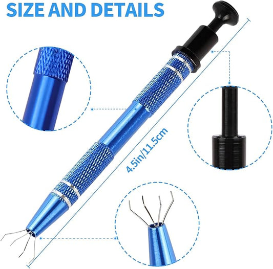Jeweler’s Pick Up Tool Set – 4 Claw Sprinkle Pen, Piercing Ball Grabber Tool, Diamond Claw Tweezers (4pcs Stainless Steel for Jewelry, Nails, Craft, Cake Sprinkles, DIY Repair)