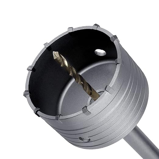 82mm (3-1/4 inch) Concrete Hole Saw with 220mm SDS Plus Shank Connecting Rod, Tungsten Carbide Teeth (7.7mm x 4mm) Cement Hole Saw for Concrete Cement Brick Wall Stone (82mm (3-1/4 inch))