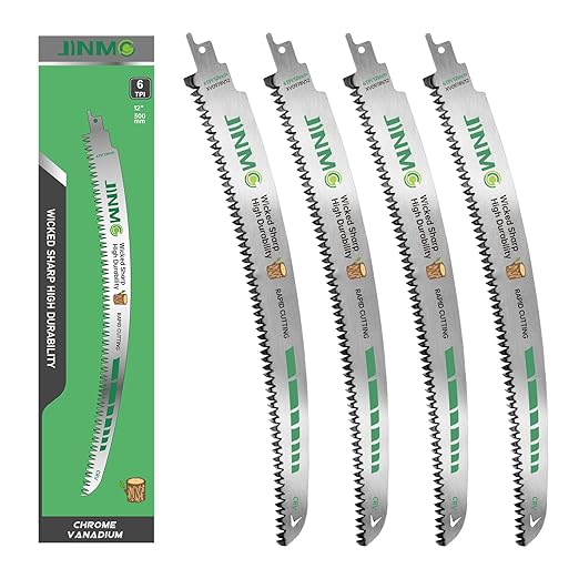 12-Inch Arc Curved Reciprocating Saw Blades for Tree Trimming & Wood Pruning – 6 TPI, 4 Pieces, Ideal for Wet & Dry Wood Cutting, Sawzall Blades for Trees